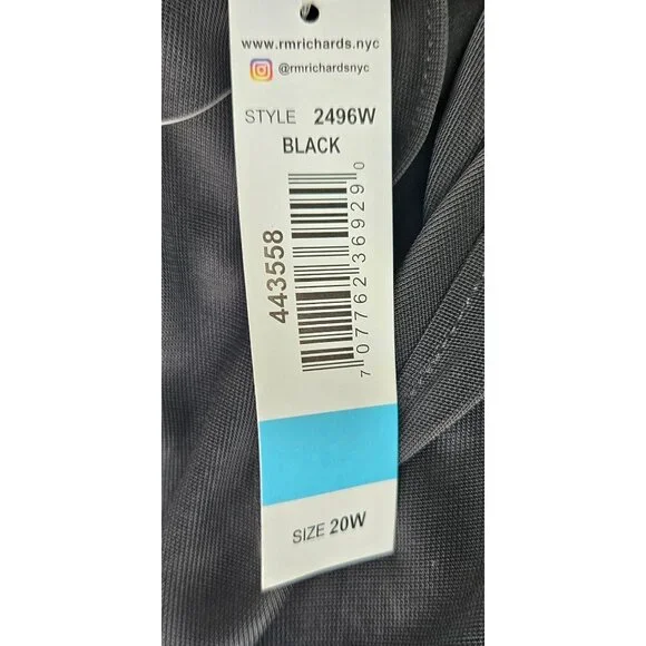 R&M Richards Womens Elegant Dress Plus 20W Black Sheer Capelet Evening Cocktail - Picture 15 of 16